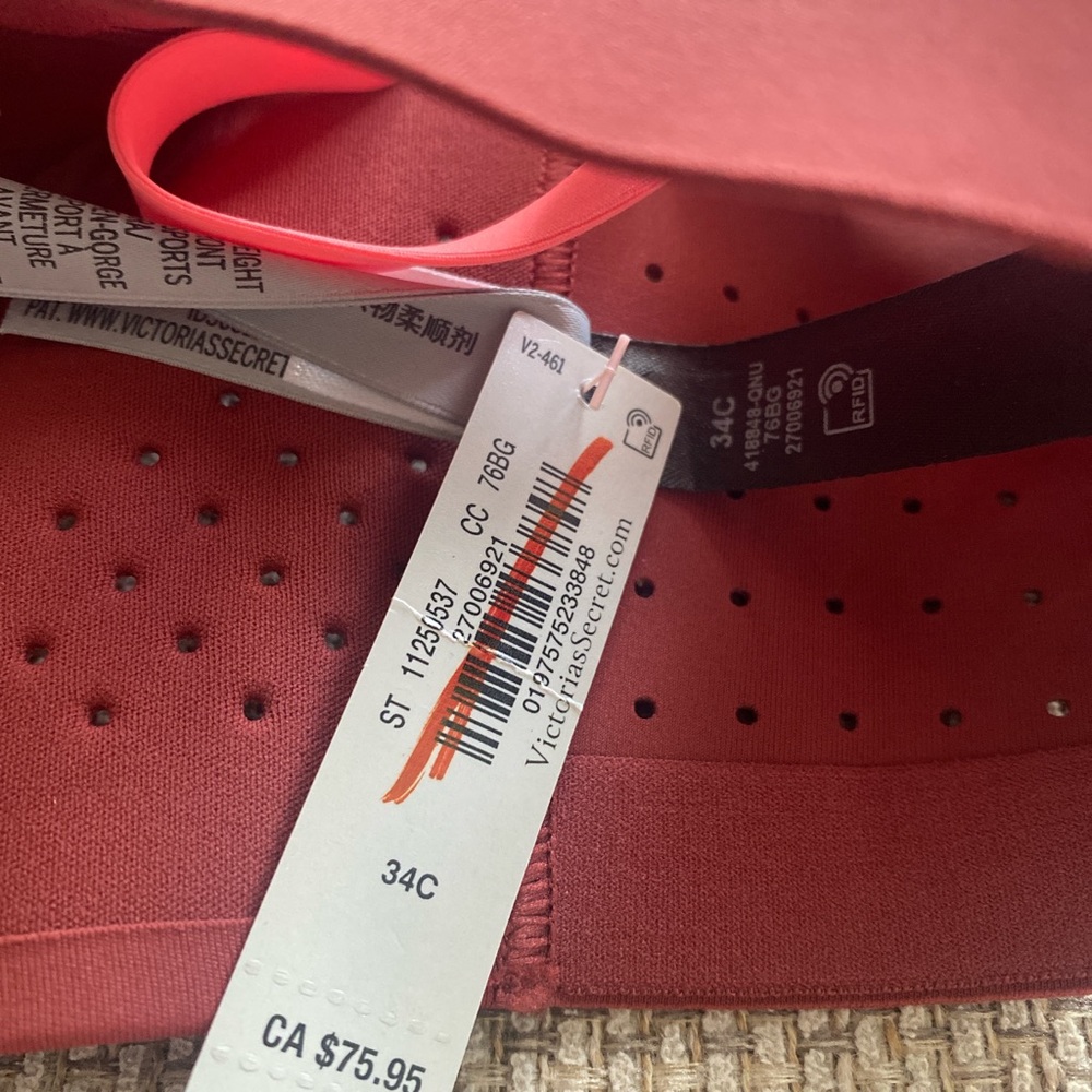 Victoria's Secret Front-Zip Sports Bra in Burgundy Red 34C - Picture 4 of 4